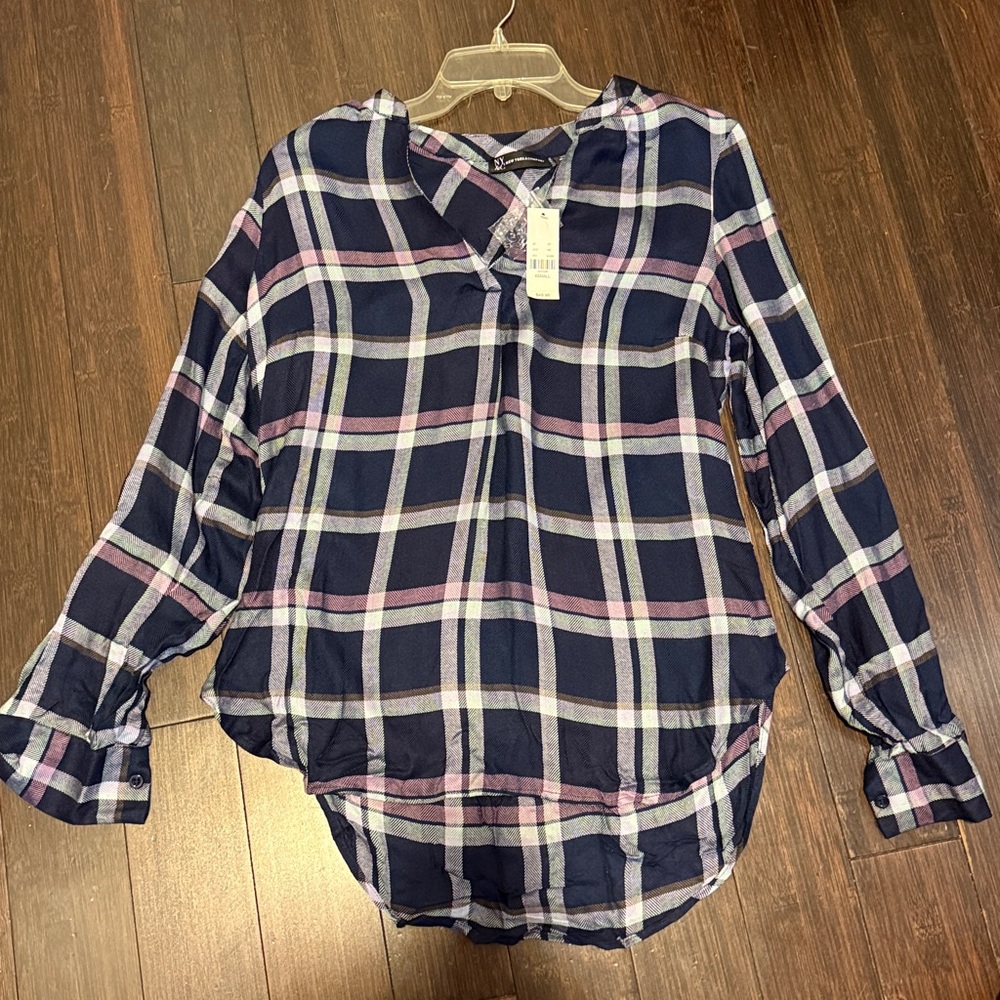 Plaid V-Neck Women's Top